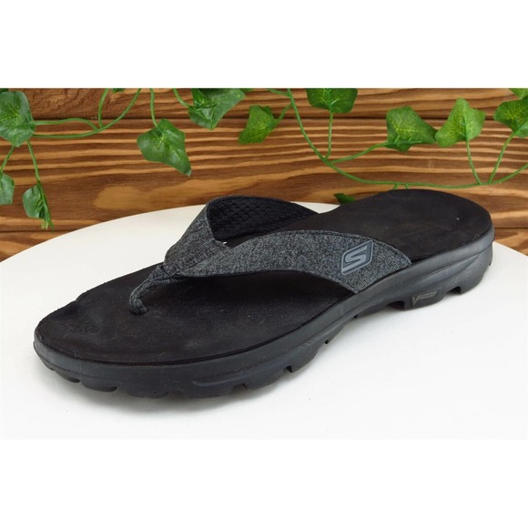 SKECHERS Sz 10‎ M Gray Flip Flop Fabric Women Sandals - Picture 1 of 7